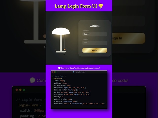 Creative Login Form UI | HTML & CSS #shorts