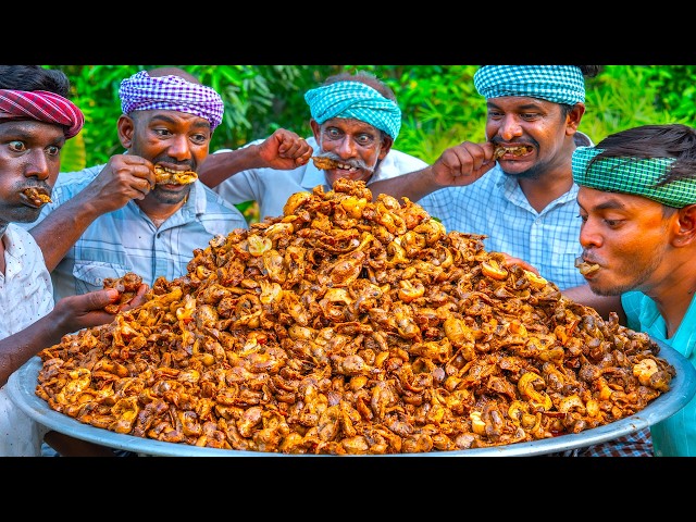CHICKEN GIZZARD FRY | Mushroom Gizzard Pepper Fry Recipe Cooking in Village | Chicken Parts Recipe