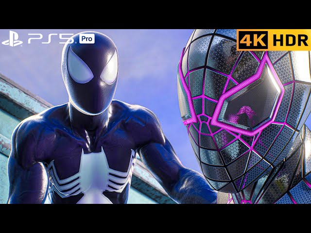 (PS5 PRO) Nanotech Miles Morales & Web of Shadows Venom Vs Kraven Hunters | 4K HDR