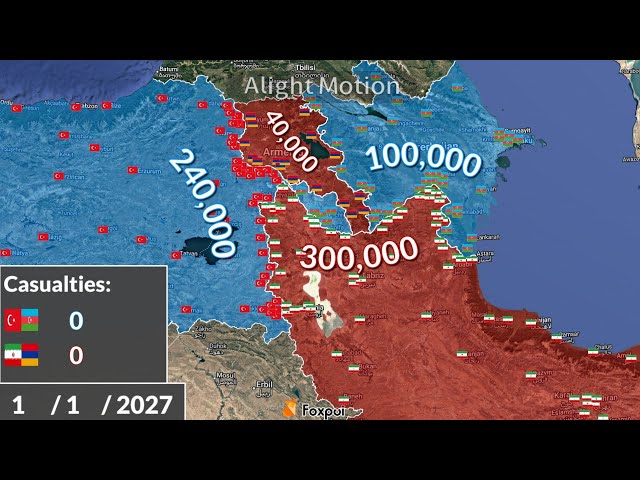Türkiye, Azerbaijan vs Iran, Armenia using Google Earth (Only Fiction!!!)