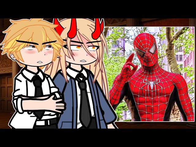 🇺🇸/🇧🇷/🇪🇸 Chainsaw man react to Spiderman | Gacha reaction