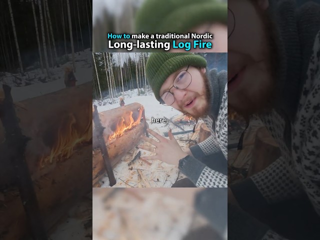 How to make a traditional Nordic long-lasting log fire (rakovalkee) #camping #survival #bushcraft