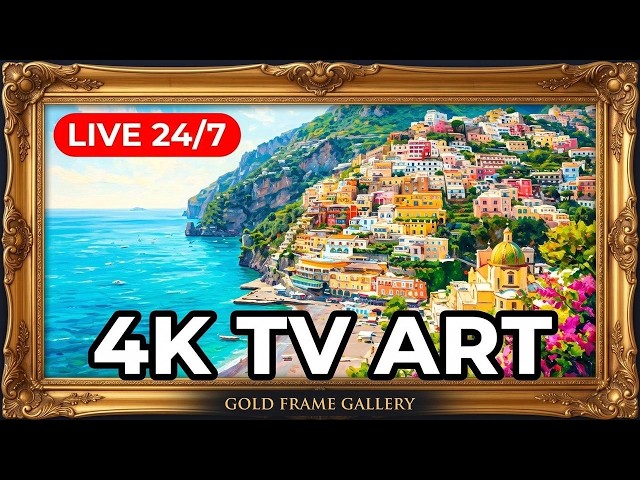 4K TV Art Live Stream 24/7 • Gold Frame Gallery Screensaver