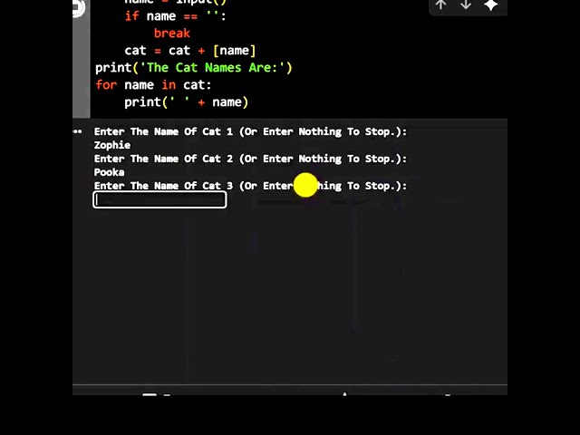 Python While Break Cat Name #coding #python #learnpython