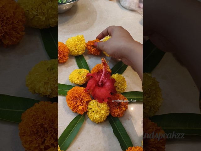 DIY Simple Flower Rangoli 🤗❤️ #shorts #youtubeshorts #diy #trending #reels #ganesh