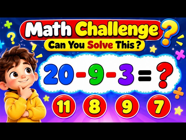 Math Challenge 🧠➖ | 20 − 9 − 3 = ? | Guess the Right Answer! | Subtraction Quiz @yuvisharma_tv25 