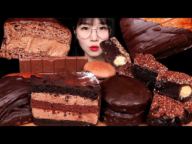 ASMR MUKBANG｜CHOCOLATE PARTY! 듀얼쇼콜라, 초콜릿 크런치 케이크, 초코퍼지, 초콜릿, 마카롱, 브라우니 EATING SOUNDS 디저트 먹방