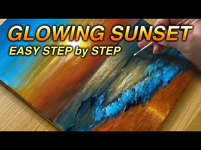 How to Paint a Glowing Sunset Ocean / Step-by-Step