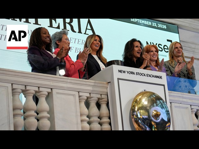 Melania Trump rings the opening bell at the New York Stock Exchange