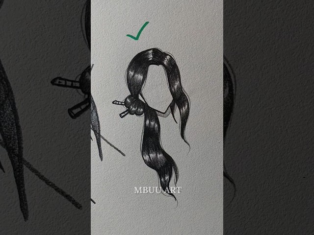 Drawing girl hair tutorial✏️ #drawing #tutorial #howtodraw #sketch #art #shorts