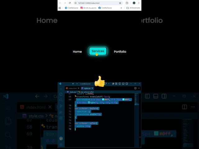 Navigation Menu Links with Hover Effects | HTML & CSS #shorts