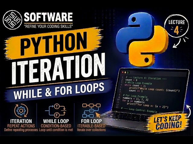 🔄 Python Programming Part 4 – While Loop & For Loop | Iteration in Python 🔁