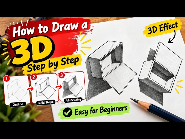 How to Draw a 3D Open Box Step by Step ✏️ | Easy 3D Drawing
