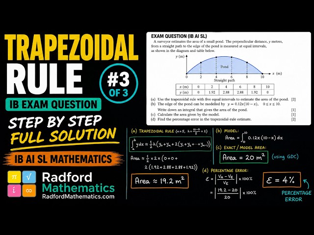 IB Maths AI SL Trapezoidal Rule Exam Question | Full Step-by-Step Solution