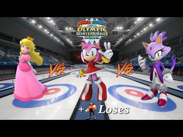 Mario & Sonic Sochi 2014 Team Peach Vs Team Amy Vs Team Blaze + Team Dr. Eggman Loses Curling