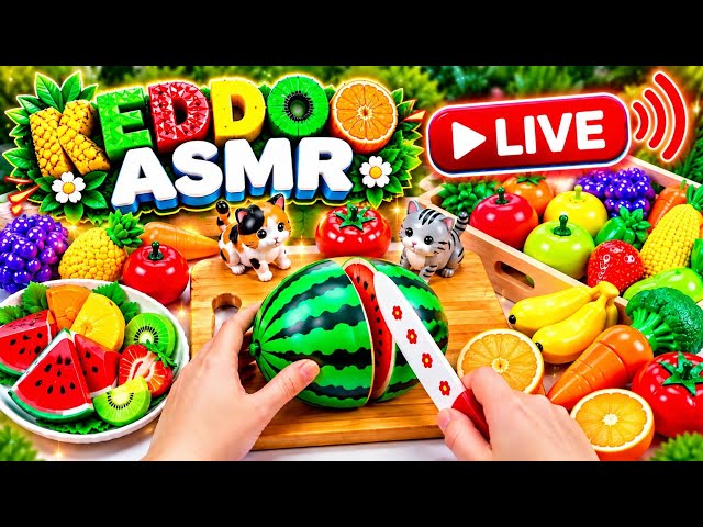 🔴 LIVE Toy Food Cutting ASMR 🍉🍓 | Colorful Fruits & Vegetables 🥕 | Relaxing Toy Play 🧸✨