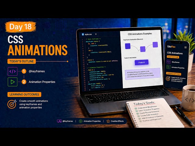 Day 18 | CSS Animations Tutorial for Beginners | @keyframes & Animation Properties | CSS Course