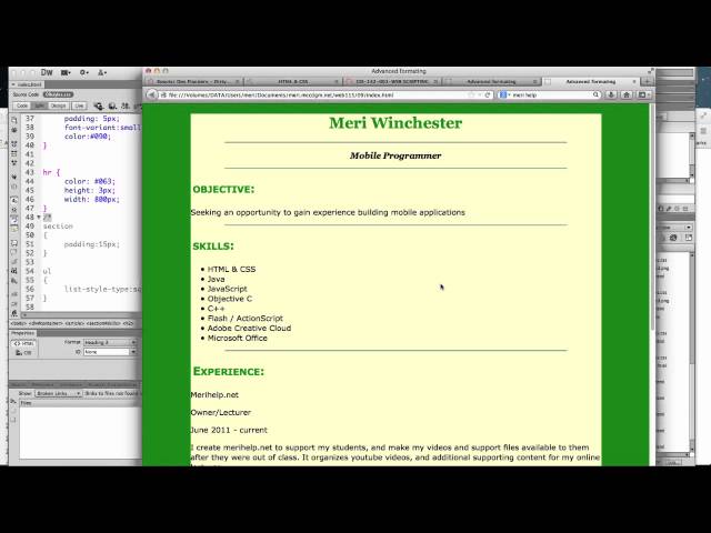 HTML & CSS Advanced formatting