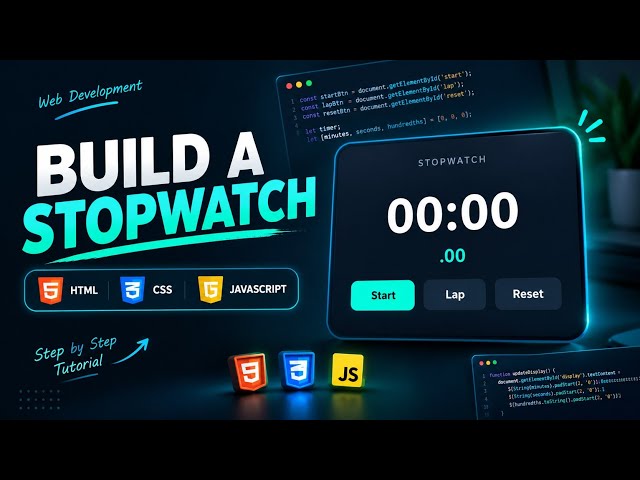 Build a Stopwatch with HTML, CSS & JavaScript ⏱️ | JavaScript Project for Beginners