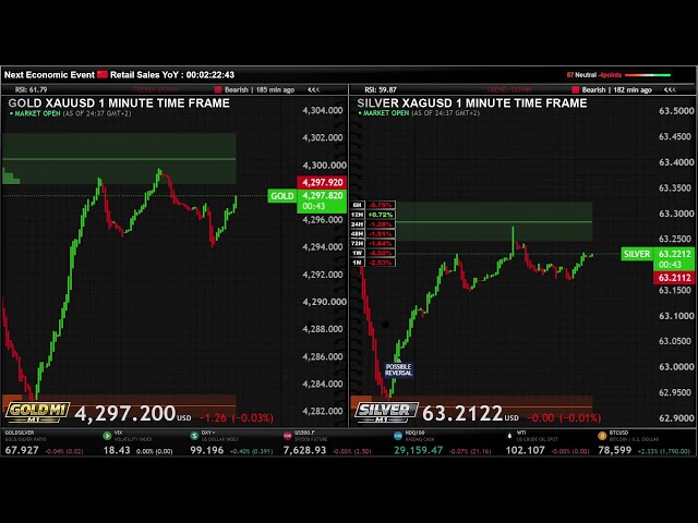 🟡GOLD + ⚪SILVER  LIVE 1Minute Time Frame  ( XAU XAG )
