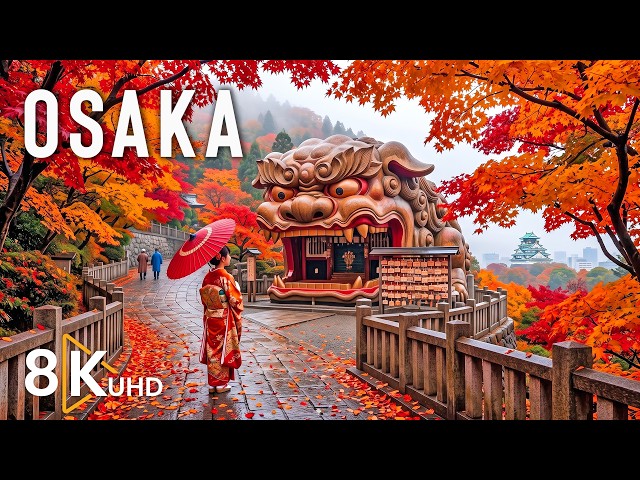 OSAKA 8K 🍁 – Japan’s Autumn Wonderland | Golden Parks, Red Maples & Historic Beauty