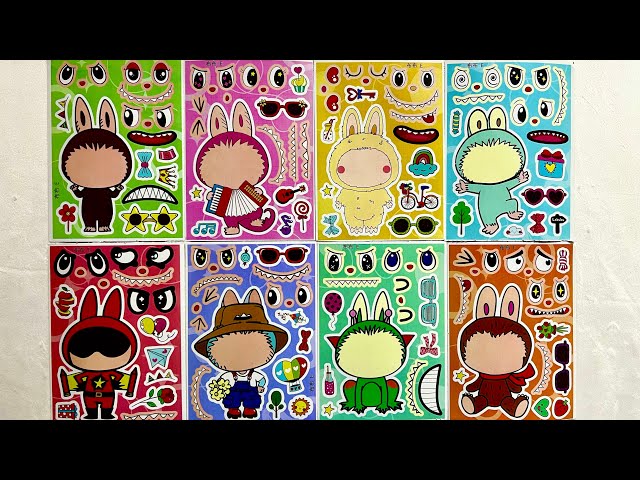 LABUBU VARIOUS LOOKS 🎀 | DIY Sticker book | ASMR 💗