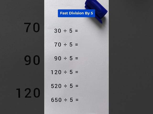 Divide a number by 5 easily #mathematics #division #mathstricks #shorts #ytshorts
