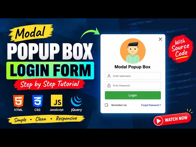 Popup Login & Signup Form Using HTML, CSS & JavaScript  Modal Login Form Tutorial