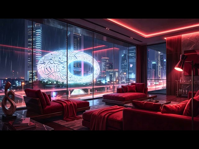 Museum of the Future in the Rain 🌧️ | 4K Relaxing Ambient Loop | 1 Hour