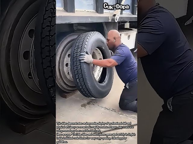 How to Mount a Heavy Truck Tire Manually #worker #process #tutorial #maintenance #trucking
