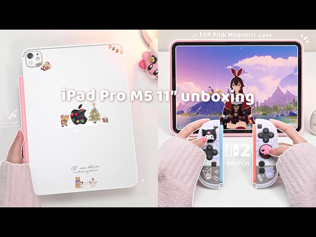 ✨ NEW iPad Pro 11" M5 2025 Sliver  🎄 aesthetic unboxing 📦easy iPad OS customisation｜Genshin
