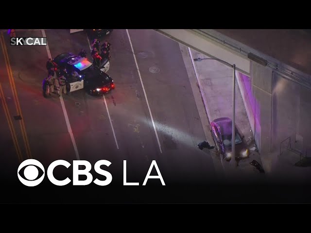 High-speed pursuit with robbery suspect ends in crash in Los Angeles County