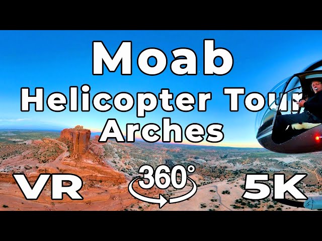 VR Helicopter tour of Arches National Park, Moab Utah at sunset in 5K Virtual Reality ~ Part 1 ASMR
