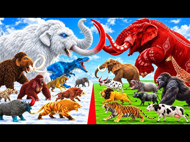 Epic Battle Prehistoric Elephant vs T-Rex Dinosaurs Vs 69 Wild Animals Animal Revolt Battle Simulato