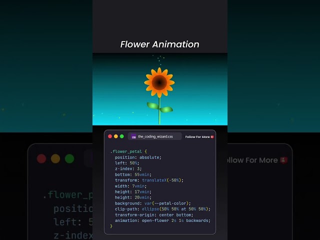 🌼 Flower Animation Using HTML, CSS & JavaScript | Creative Coding Project | Coding Shorts