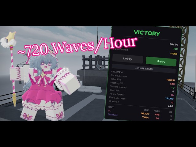 720 Waves/Hour Fastest Level Up Method | Vocaloid Tower Defense Roblox