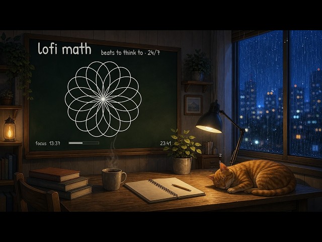 lofi math 📐 beats to think to · chalkboard math & rain 24/7