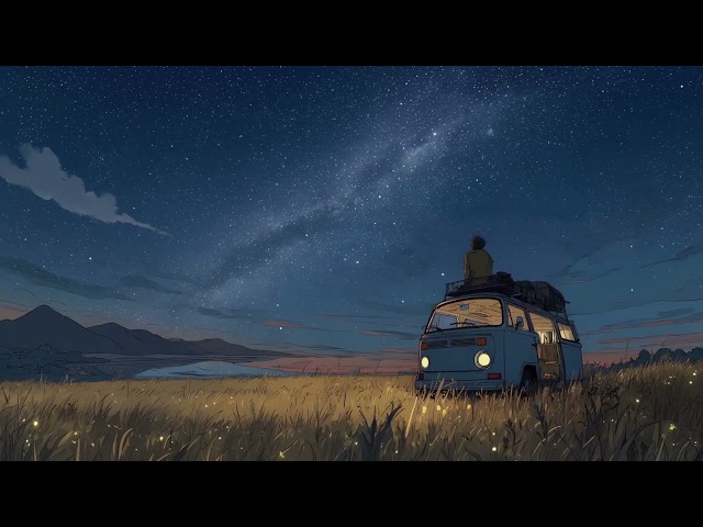 Starry Night Van Camping Fireflies Seamless Loop 4K No Copyright