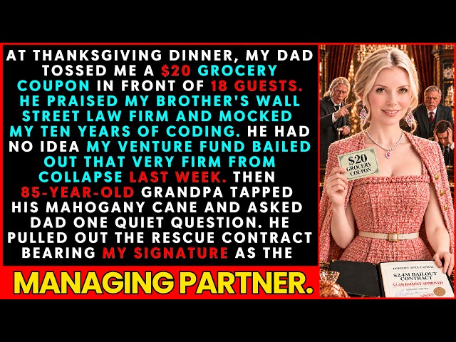 My Dad Tossed Me a $20 Grocery Coupon in Front of 18 Guests—Then Grandpa Asked Him One Question