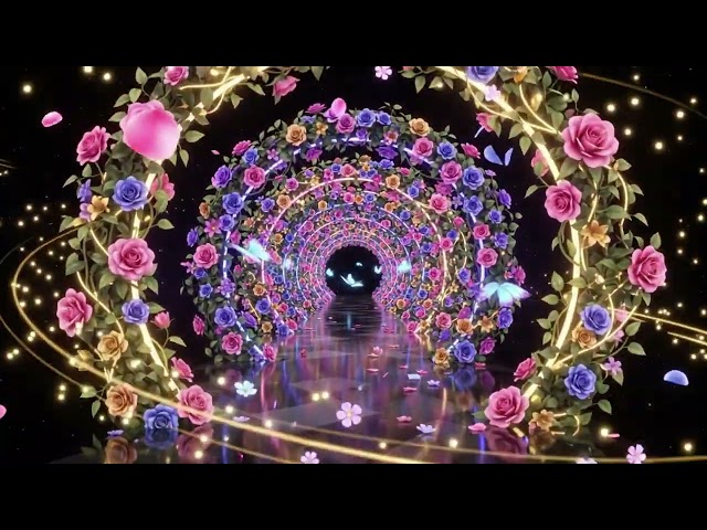 Glowing Flower Tunnel Animation 🌸 4K 🌌 | Neon Floral VJ Loop | Cosmic VJ Studio