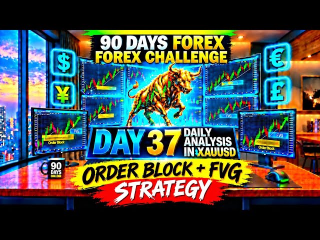 🔥 Day 37 | Forex XAUUSD Daily Analysis | Order Block + FVG Strategy | 90 Days Forex Challenge 🚀