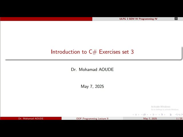 Object-Oriented programming (C#) lecture 03 classes exercises 02