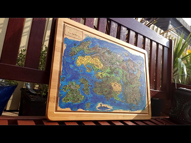 The Elder Scrolls, Map of Tamriel and the Summerset Isles - Handmade Pyrography and Painting 📜 🔥 P2