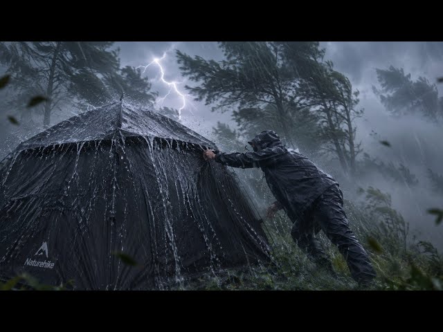 CAUGHT IN A TERRIFYING THUNDERSTORM 🌧️⛈️ | EXTREME HEAVY RAIN & STRONG WINDS