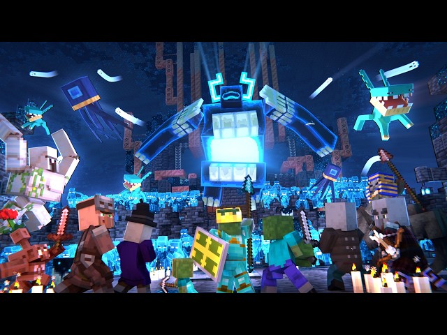 TWISTED WARDEN vs OVERWORLD ARMY -Zombie, Villager & Pillager (Minecraft Dungeons 2 Movie Animation)