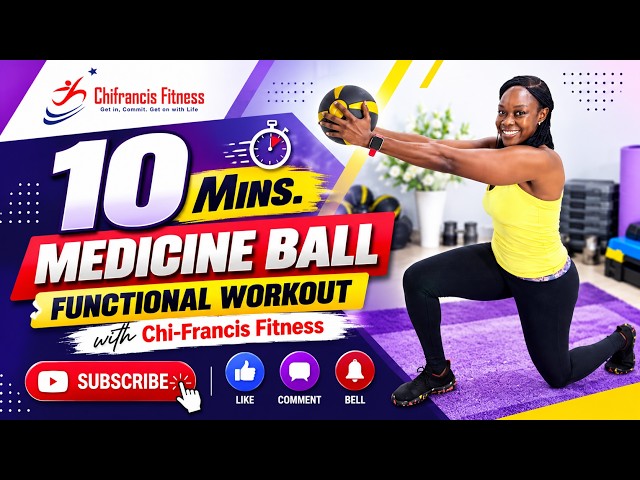 🏋️‍♀️ 10 Mins. Medicine Ball Functional Workout | Full Body Fitness