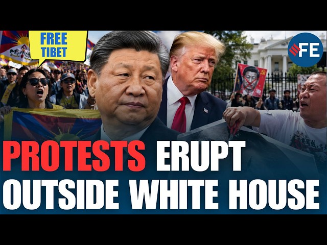 Xi Faces Protest Storm As Tibet Activists March, Protesters Puncture His Poster With Scissors