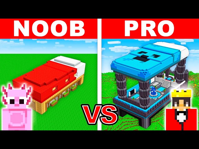 Mongo and Axy SECRET BED HOUSE ON WATER Build Challenge in Minecraft!