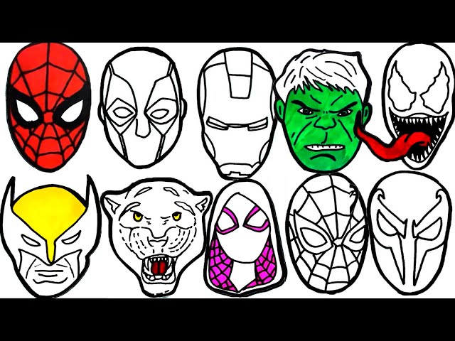 🔴 How To Draw Avengers Superhero , Marvel's Spider-Man, Deadpool, Panter, Venom -FACES | Compilation