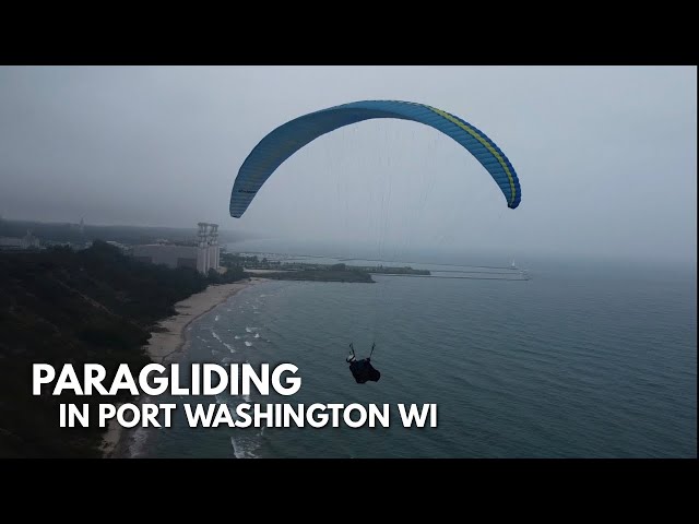 Paragliding along the Coast of Lake Michigan in Port Washington Wisconsin! 